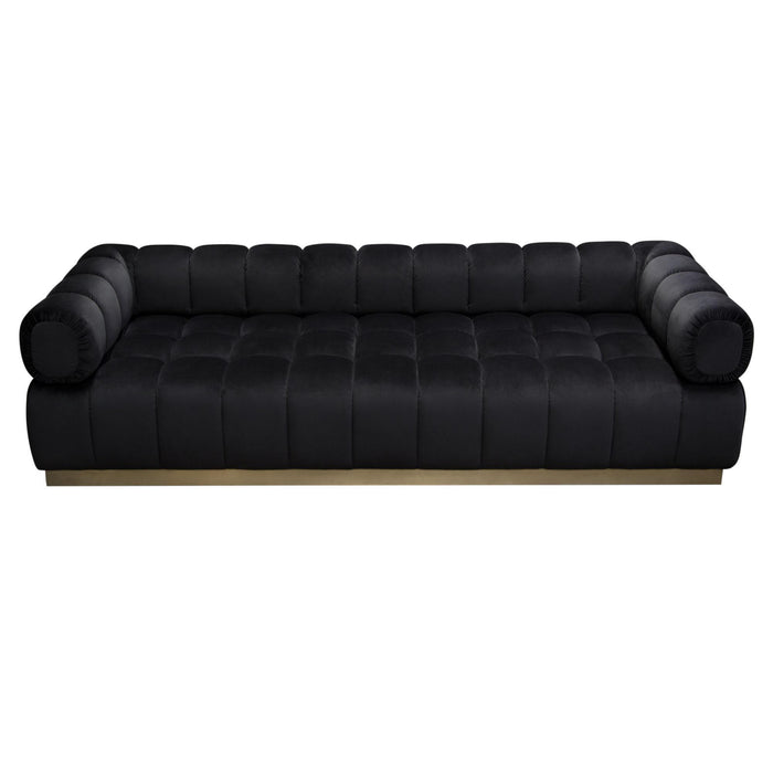 Image Low Profile Sofa in Black Velvet w/ Brushed Gold Base by Diamond Sofa image