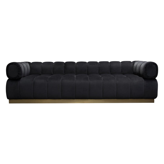 Image Low Profile Sofa in Black Velvet w/ Brushed Gold Base by Diamond Sofa