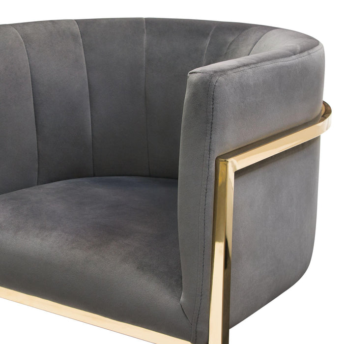 Pandora Dining Chair in Grey Velvet with Polished Gold Frame by Diamond Sofa