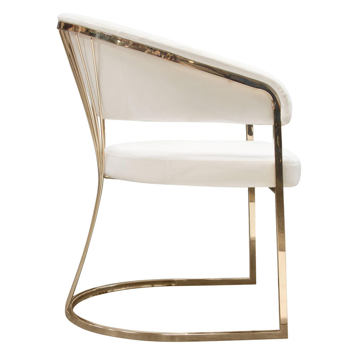 Solstice Dining Chair in Cream Velvet w/ Polished Gold Metal Frame by Diamond Sofa