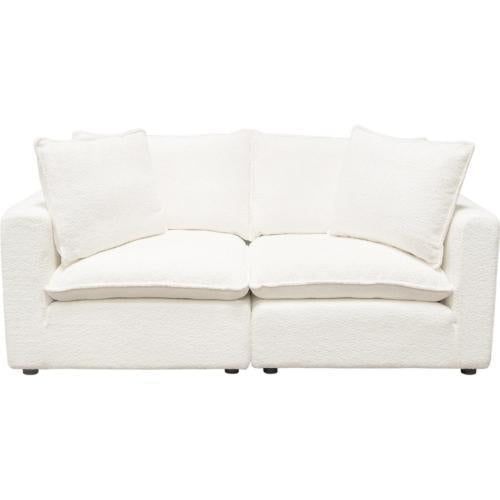 Ivy 2-Piece Modular Sofa in White Faux Shearling w/ Feather Down Seating image