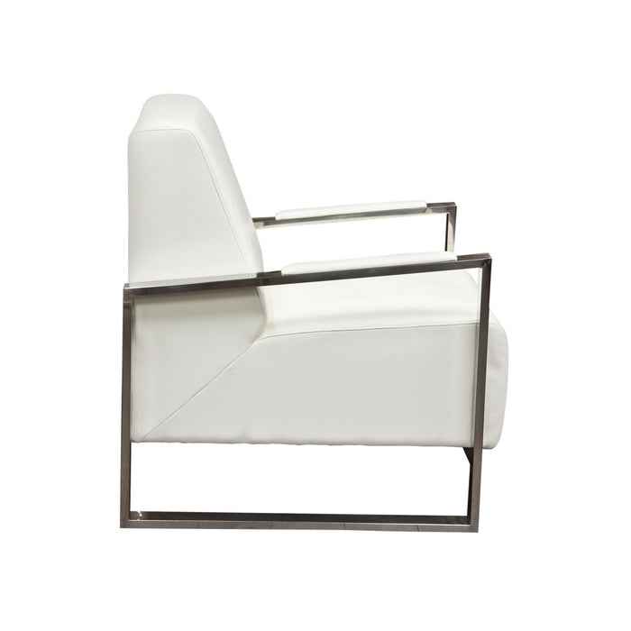 Century Accent Chair w/ Stainless Steel Frame by Diamond Sofa - White