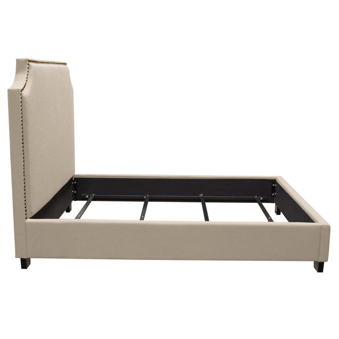 Kingston Eastern King Bed with Nail Head Accent by Diamond Sofa - Desert Sand Linen