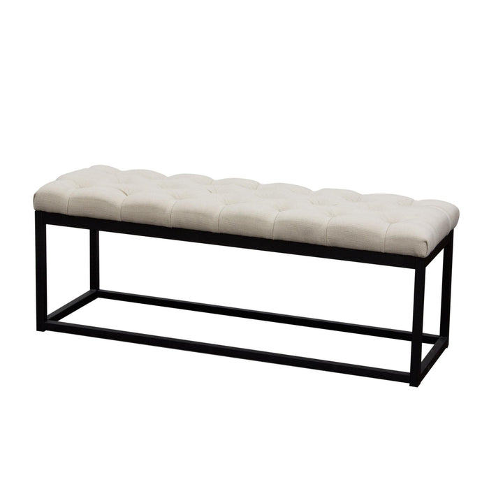 Mateo Black Powder Coat Metal Small Linen Tufted Bench by Diamond Sofa - Desert Sand Linen