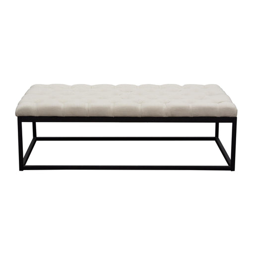 Mateo Black Powder Coat Metal Large Linen Tufted Bench by Diamond Sofa - Desert Sand Linen image