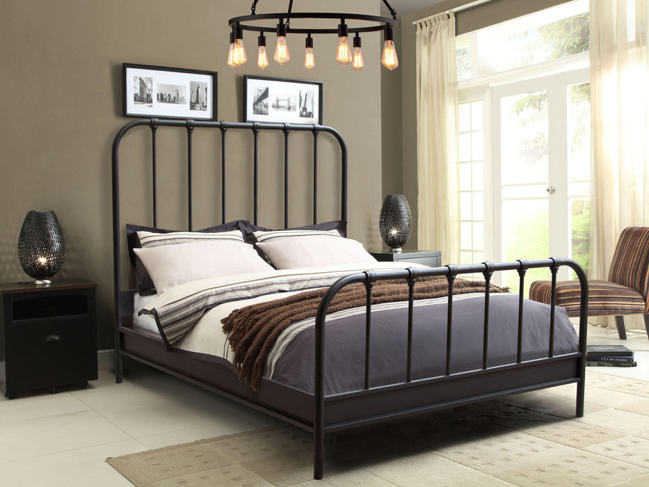 Mateo Rust Brown Powder Coat Metal Queen Bed by Diamond Sofa