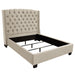 Majestic Queen Tufted Bed in Tan Velvet with Nail Head Wing Accents by Diamond Sofa - Home And Beyond