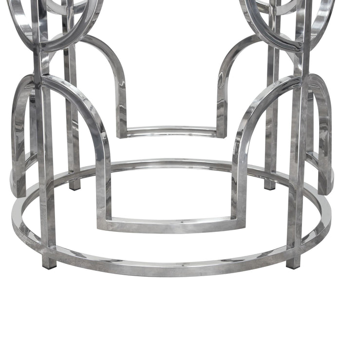 Avalon 54" Round Glass Top Dining Table with Round Stainless Steel Base by Diamond Sofa - Home And Beyond