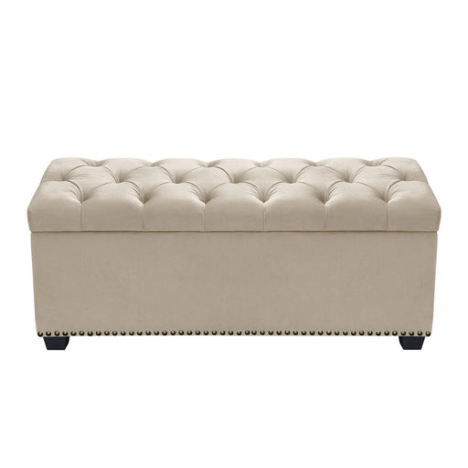 Majestic Tufted Velvet Lift-Top Storage Trunk w/ Nail Head Accent by Diamond Sofa - Tan Velvet image