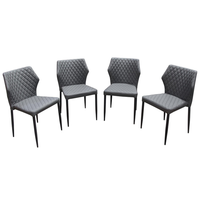 Milo 4-Pack Dining Chairs in Grey Diamond Tufted Leatherette with Black Powder Coat Legs by Diamond Sofa image