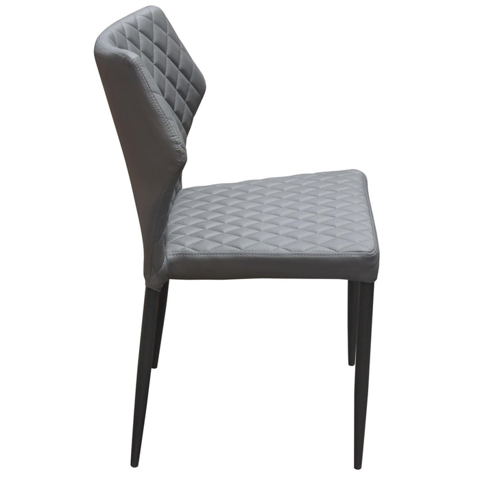 Milo 4-Pack Dining Chairs in Grey Diamond Tufted Leatherette with Black Powder Coat Legs by Diamond Sofa