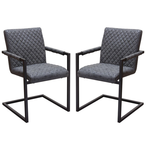 Nolan 2-Pack Dining Chairs in Charcoal Diamond Tufted Leatherette on Charcoal Powder Coat Frame by Diamond Sofa image