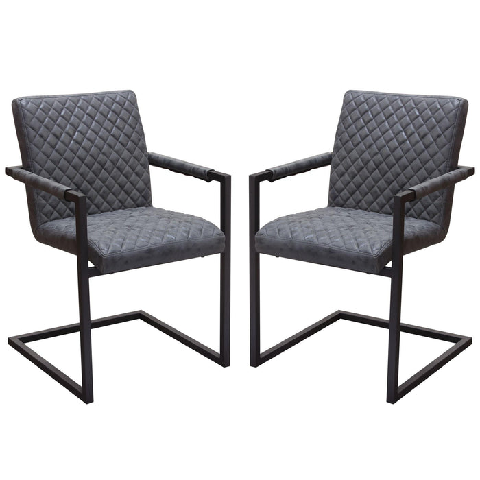 Nolan 2-Pack Dining Chairs in Charcoal Diamond Tufted Leatherette on Charcoal Powder Coat Frame by Diamond Sofa image