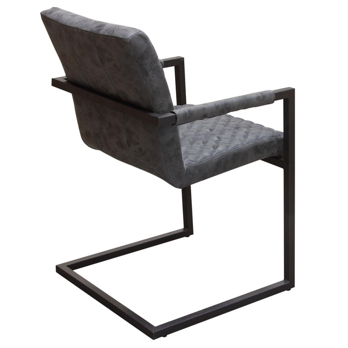 Nolan 2-Pack Dining Chairs in Charcoal Diamond Tufted Leatherette on Charcoal Powder Coat Frame by Diamond Sofa