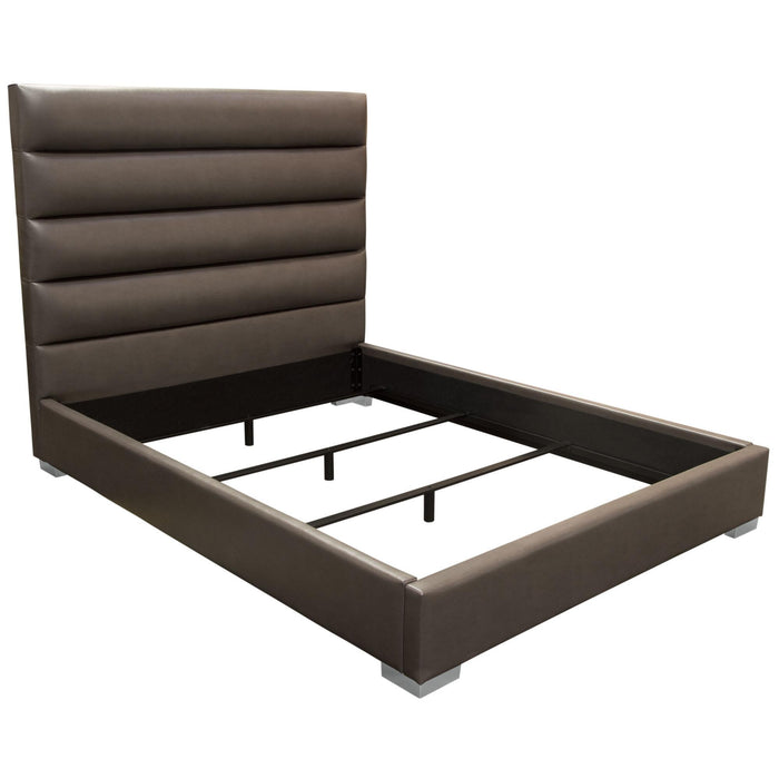 Bardot Channel Tufted Queen Bed in Elephant Grey Leatherette by Diamond Sofa