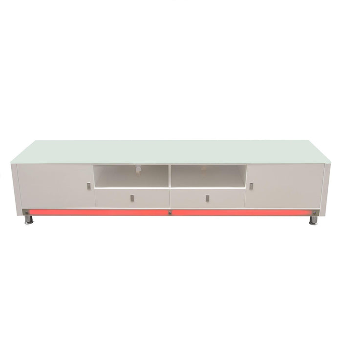 K99 83 Inch Low Profile Entertainment Cabinet in White Lacquer Finish w/ RGB Multi-Color Accent Light by Diamond Sofa