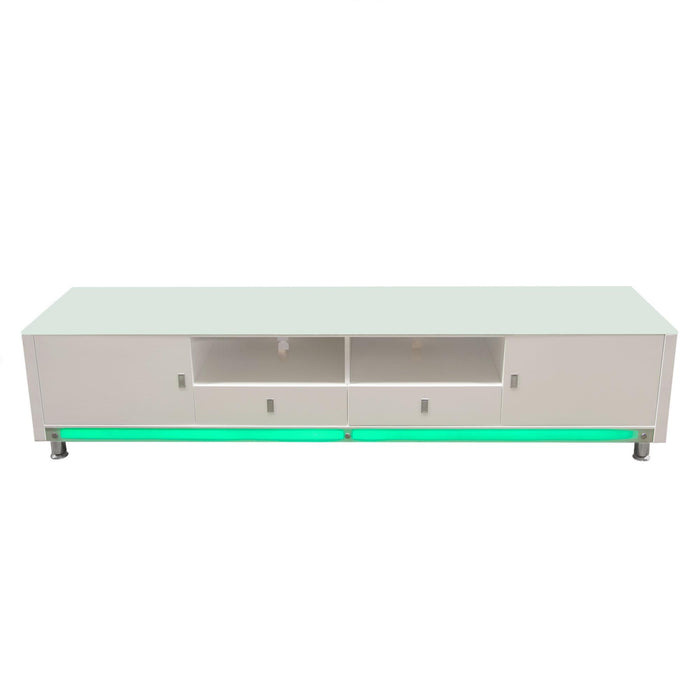 K99 83 Inch Low Profile Entertainment Cabinet in White Lacquer Finish w/ RGB Multi-Color Accent Light by Diamond Sofa