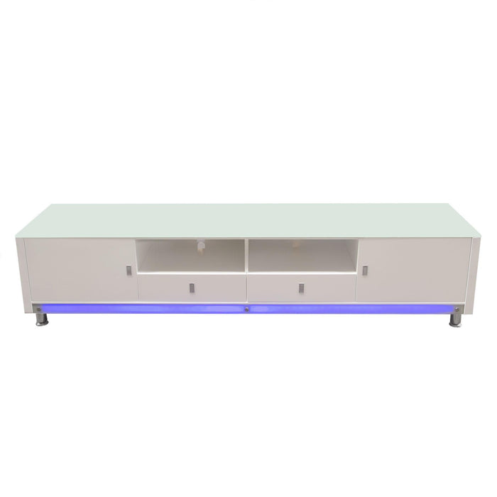 K99 83 Inch Low Profile Entertainment Cabinet in White Lacquer Finish w/ RGB Multi-Color Accent Light by Diamond Sofa