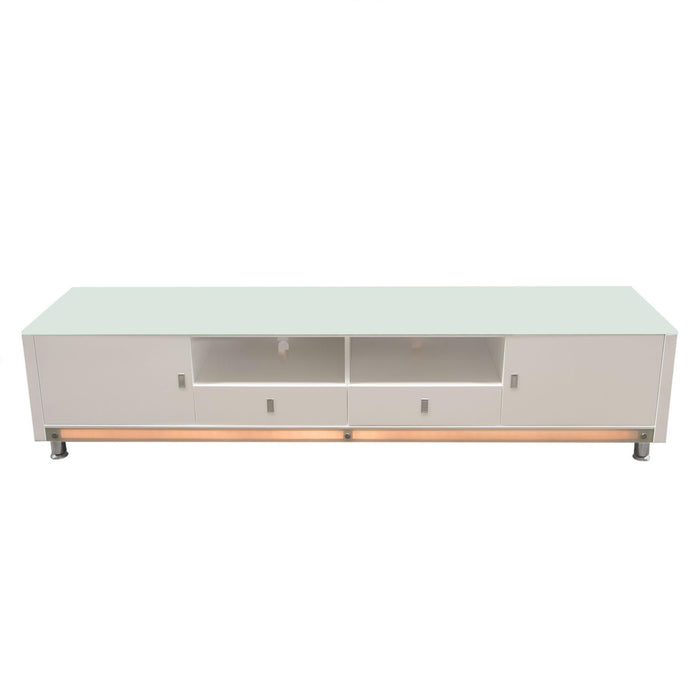 K99 83 Inch Low Profile Entertainment Cabinet in White Lacquer Finish w/ RGB Multi-Color Accent Light by Diamond Sofa