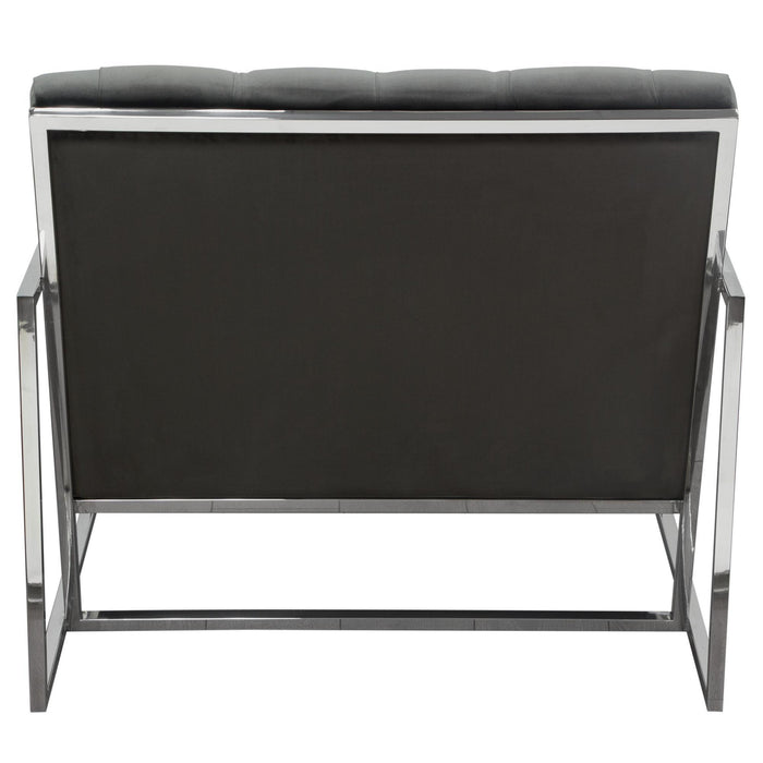 Luxe Accent Chair in Dusk Grey Tufted Velvet Fabric with Polished Stainless Steel Frame by Diamond Sofa