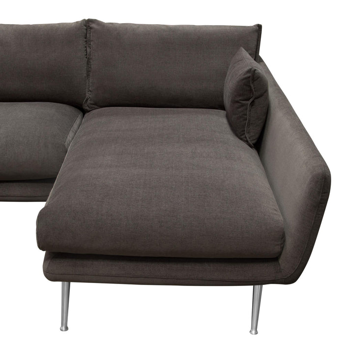 Vantage RF 2PC Sectional in Iron Grey Fabric w/ Brushed Metal Legs by Diamond Sofa