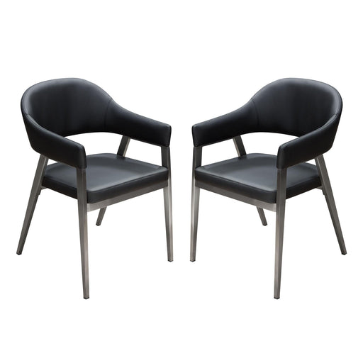 Adele Set of Two Dining/Accent Chairs in Black Leatherette w/ Brushed Stainless Steel Leg by Diamond Sofa image