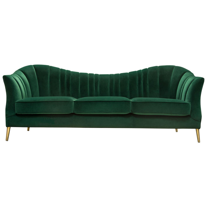 Ava Sofa in Emerald Green Velvet w/ Gold Leg by Diamond Sofa