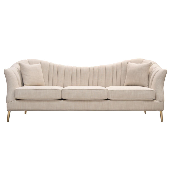 Ava Sofa in Sand Linen Fabric w/ Gold Leg by Diamond Sofa image