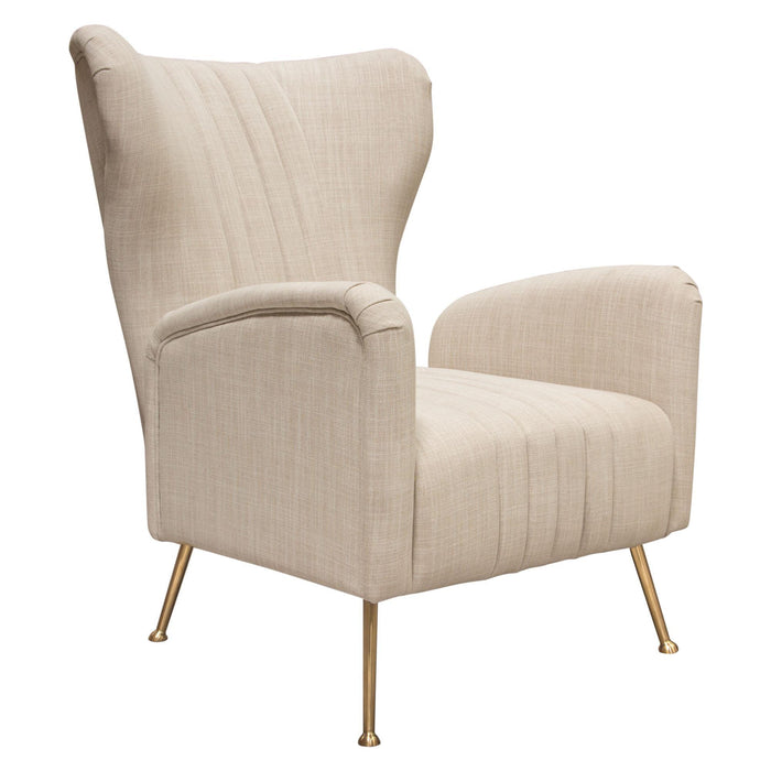 Ava Chair in Sand Linen Fabric w/ Gold Leg by Diamond Sofa