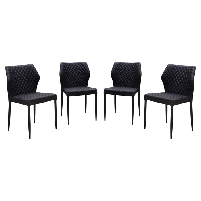 Milo 4-Pack Dining Chairs in Black Diamond Tufted Leatherette with Black Powder Coat Legs by Diamond Sofa image