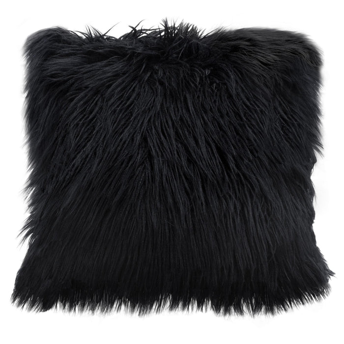 18" Square Accent Pillow by Diamond Sofa in Black Dual-Sided Faux Fur - Home And Beyond