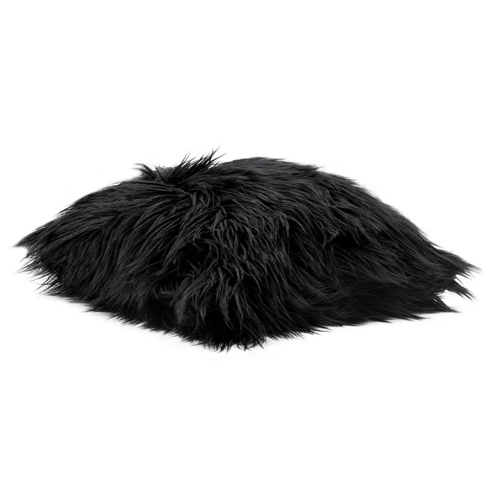 18" Square Accent Pillow by Diamond Sofa in Black Dual-Sided Faux Fur - Home And Beyond
