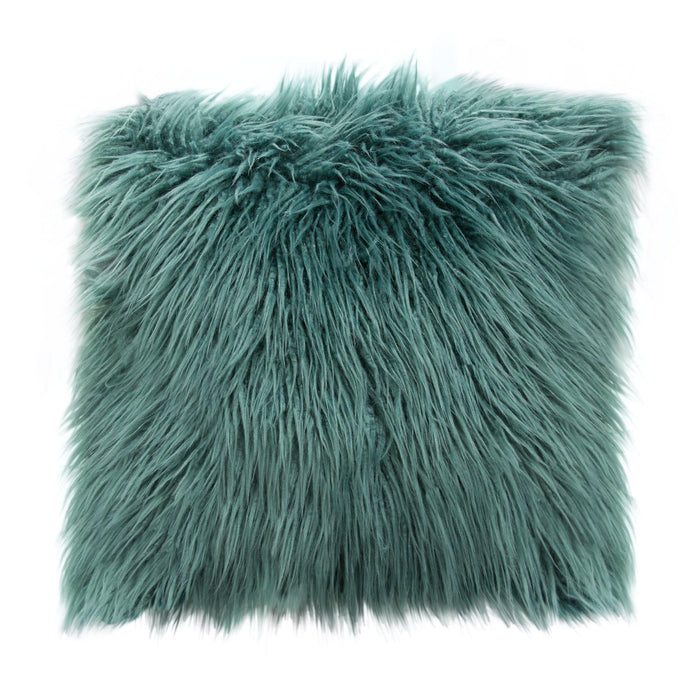 18" Square Accent Pillow by Diamond Sofa in Teal Dual-Sided Faux Fur - Home And Beyond