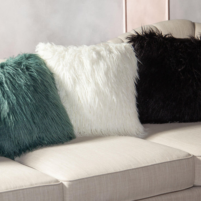 18" Square Accent Pillow by Diamond Sofa in White Dual-Sided Faux Fur - Home And Beyond