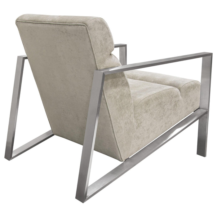 La Brea Accent Chair in Champagne Fabric with Brushed Stainless Steel Frame by Diamond Sofa