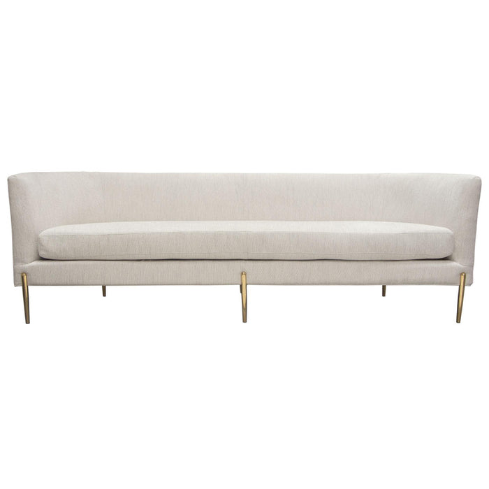 Lane Sofa in Light Cream Fabric with Gold Metal Legs by Diamond Sofa