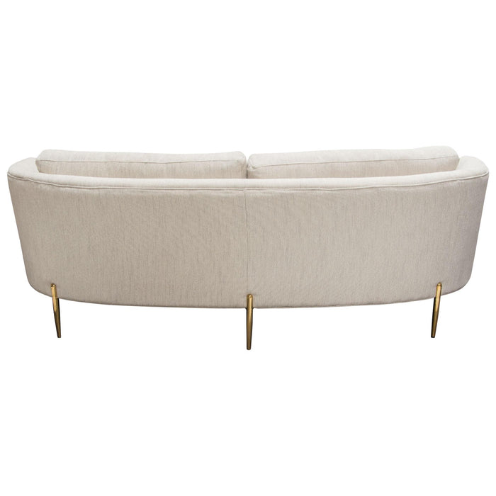 Lane Sofa in Light Cream Fabric with Gold Metal Legs by Diamond Sofa