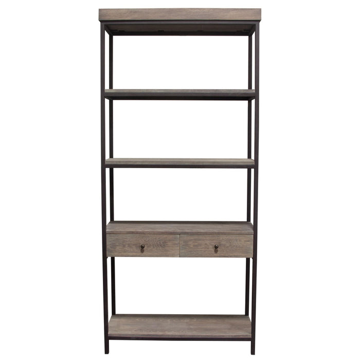 Sequoia 87" 2-Drawered Shelf Unit in Grey Oak Finish with Iron Frame by Diamond Sofa image