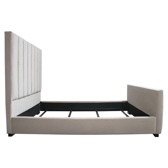 Venus Vertical Channel Tufted Queen Bed in Light Grey Velvet by Diamond Sofa