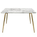 Chance Faux Marble Top Rectangular Dining Table w/ Brushed Gold Metal Legs by Diamond Sofa image