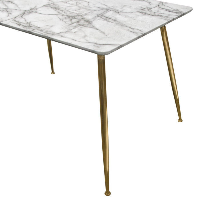 Chance Faux Marble Top Rectangular Dining Table w/ Brushed Gold Metal Legs by Diamond Sofa - Home And Beyond