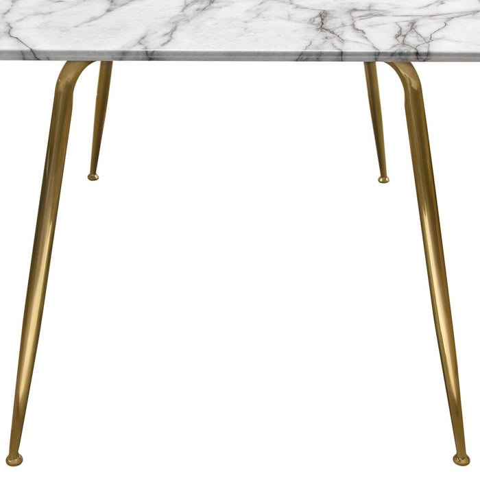 Chance Faux Marble Top Rectangular Dining Table w/ Brushed Gold Metal Legs by Diamond Sofa - Home And Beyond