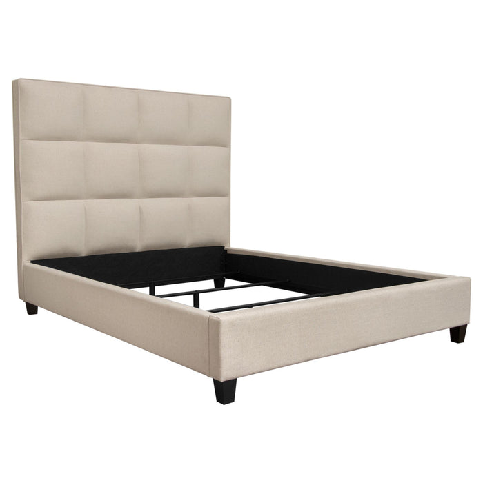 Devon Grid Tufted Eastern King Bed in Sand Fabric by Diamond Sofa