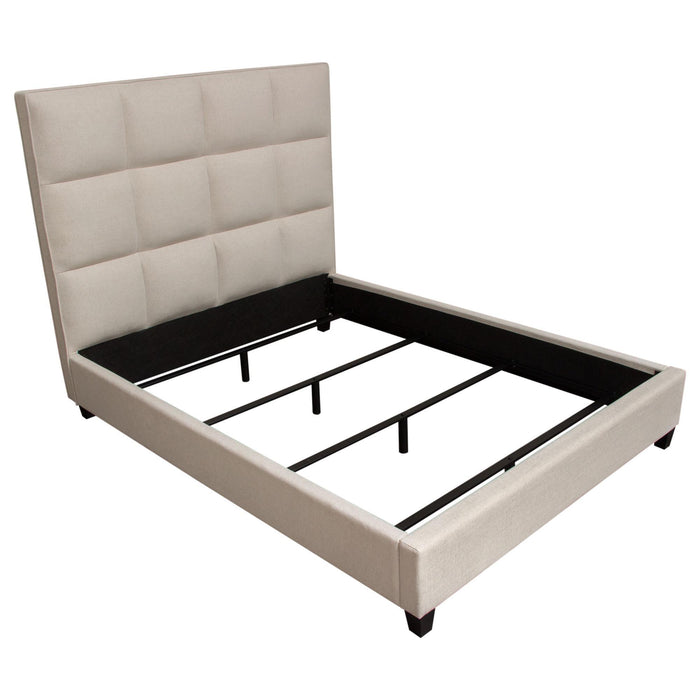 Devon Grid Tufted Queen Bed in Sand Fabric by Diamond Sofa