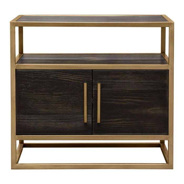 Empire 2-Door End Table in Dark Brown Veneer w/ Hand brushed Gold Metal Frame by Diamond Sofa image