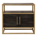 Empire 2-Door End Table in Dark Brown Veneer w/ Hand brushed Gold Metal Frame by Diamond Sofa image