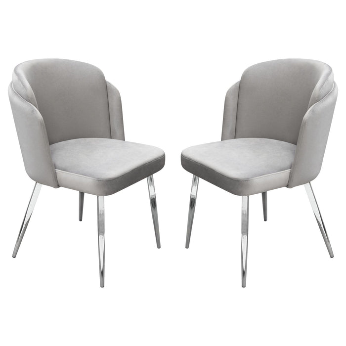 Grace Set of (2) Dining Chairs in Grey Velvet w/ Chrome Legs by Diamond Sofa image