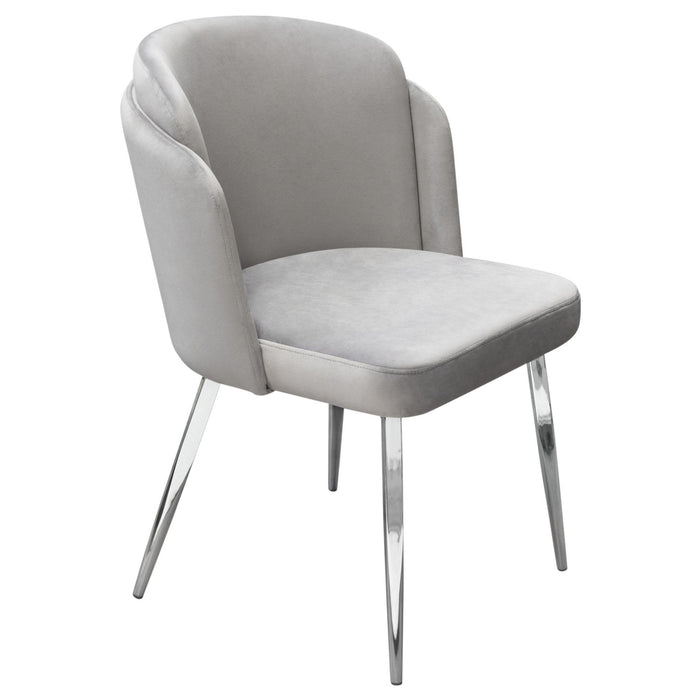 Grace Set of (2) Dining Chairs in Grey Velvet w/ Chrome Legs by Diamond Sofa