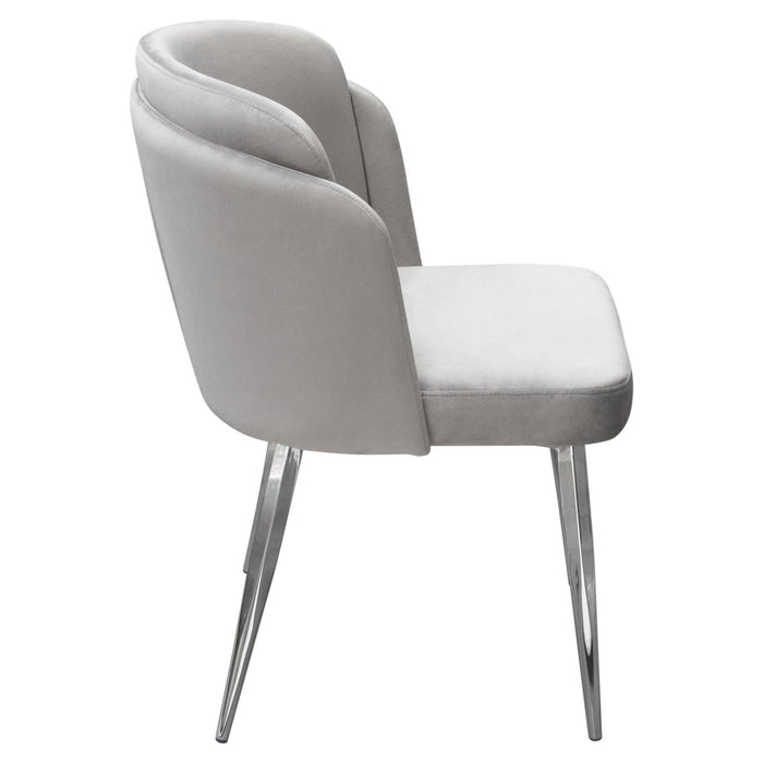 Grace Set of (2) Dining Chairs in Grey Velvet w/ Chrome Legs by Diamond Sofa