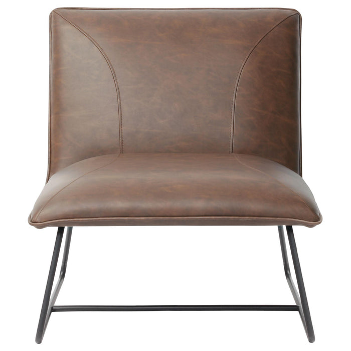 Jordan Armless Accent Chair in Chocolate Leatherette with Chrome Metal Base by Diamond Sofa - Home And Beyond